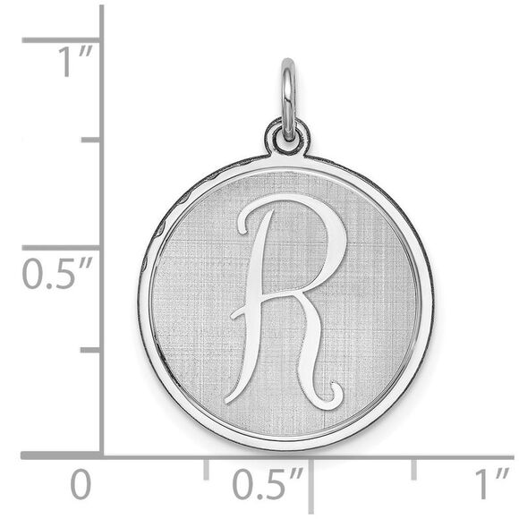 Sterling Silver, Makayla Collection, 20mm Disc Initial R Pendant - Picture 4 of 5